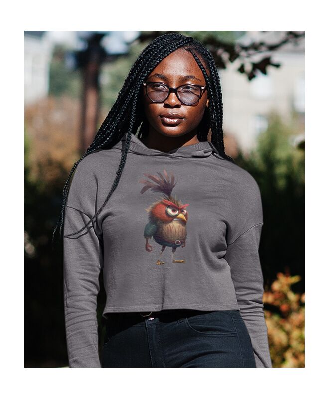 Women's Cropped Hoodie Very Angry Bird Bella + Canvas 7502